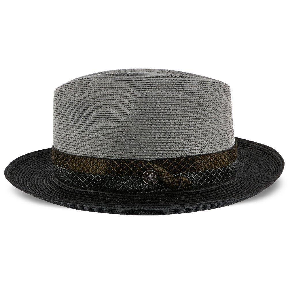 Ivory/Cognac Milan Straw Fedora Hat J858