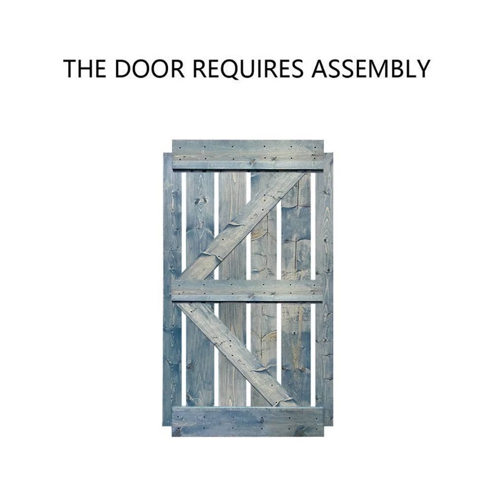 Light Cream Stained Pine Wood Interior Sliding Barn Door with Hardware Kit Z784322