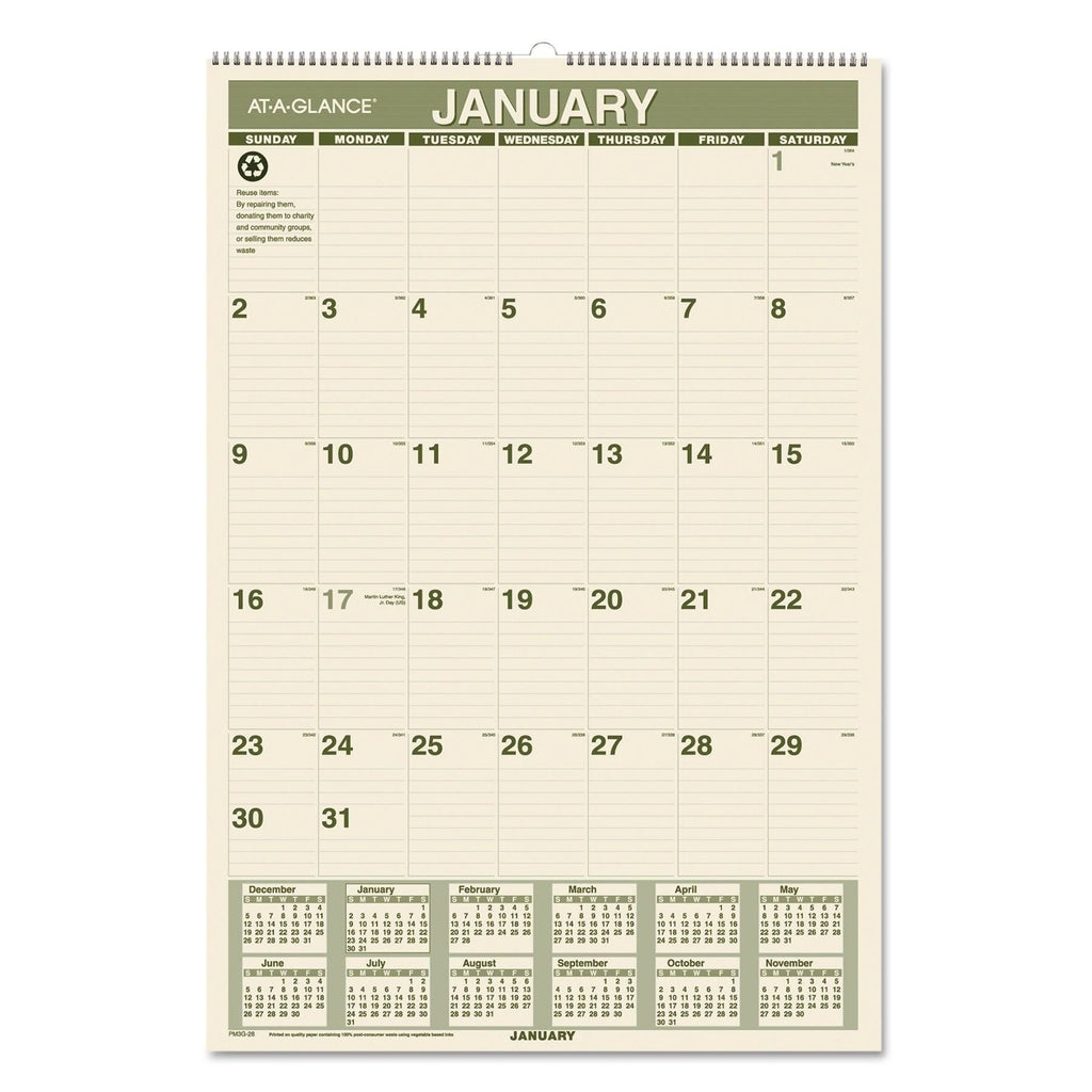 Recycled Monthly Wall Calendar M20308