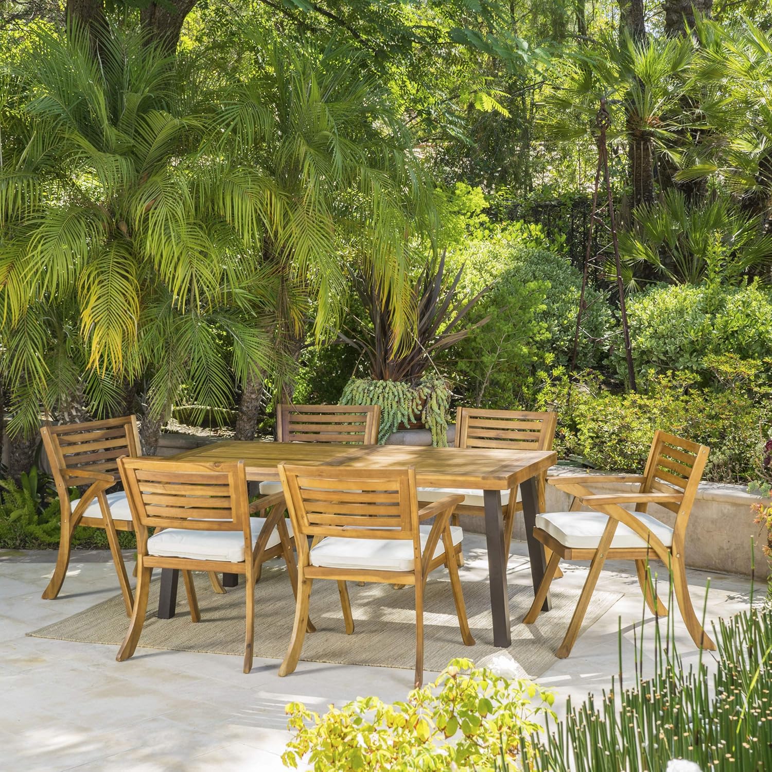 7-Pcs Acacia Wood Patio Dining Set Q9971