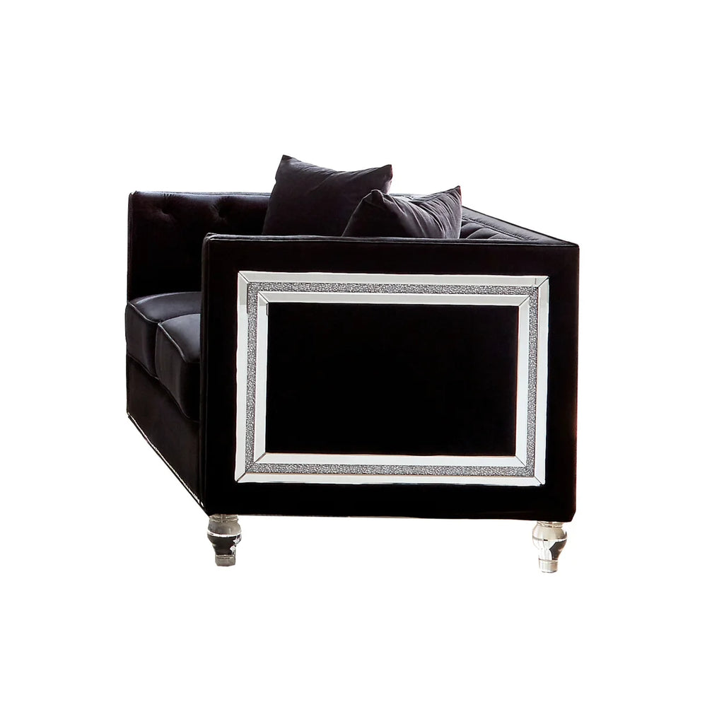 Black Velvet Tuxedo Sofa A5145