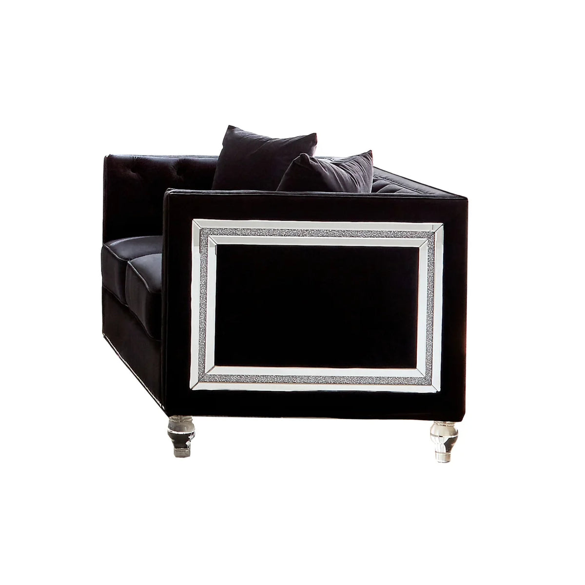 Black Velvet Tuxedo Sofa A5145