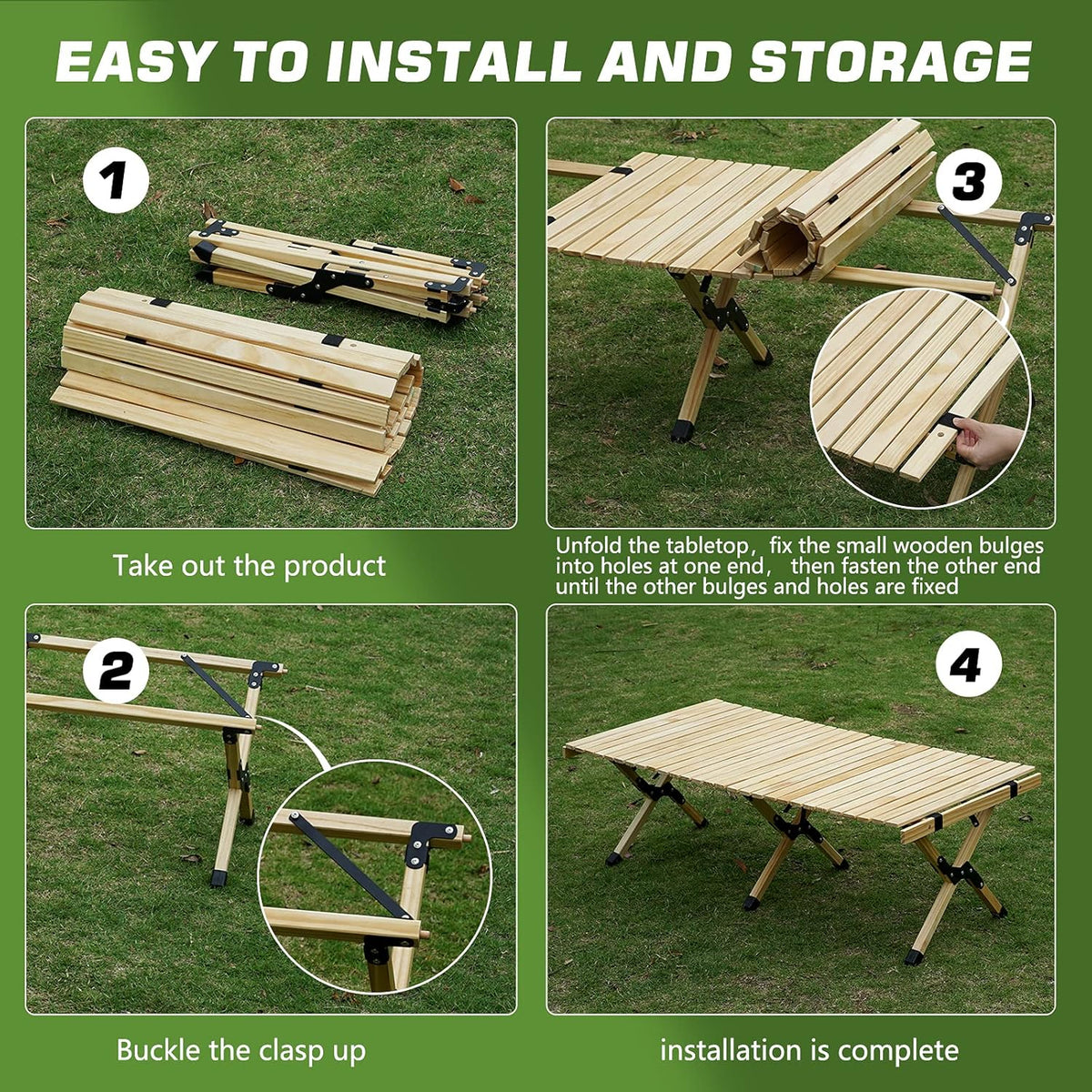 Portable Folding Wooden Camping Table with Carry Bag F75728