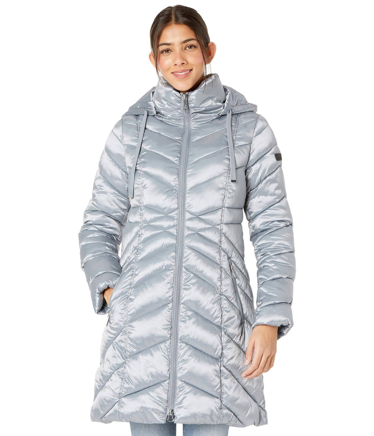 Grey Hooded Puffer Coat I442876