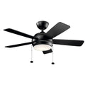 42 inch Ceiling Fan with Light Kit Satin Black Finish with Black/Silver Blade Finish with Etched Cased Opal Glass F727596