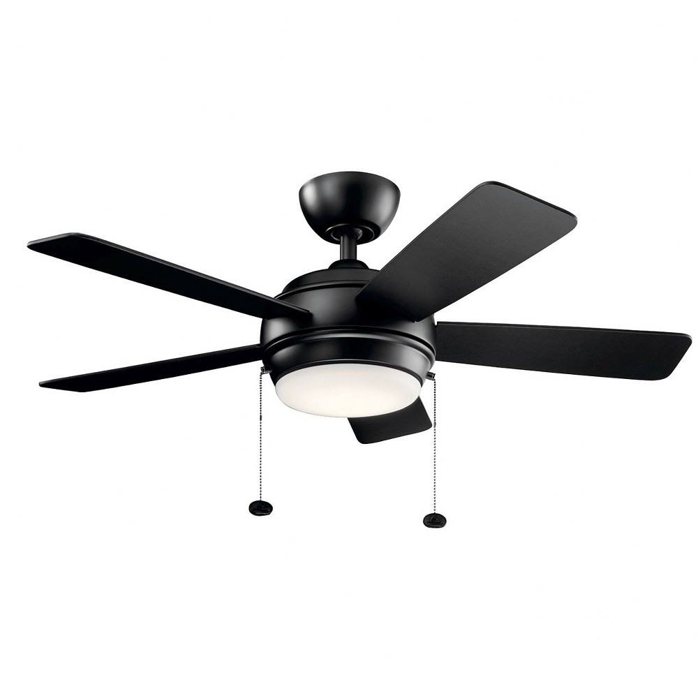 42 inch Ceiling Fan with Light Kit Satin Black Finish with Black/Silver Blade Finish with Etched Cased Opal Glass F727596