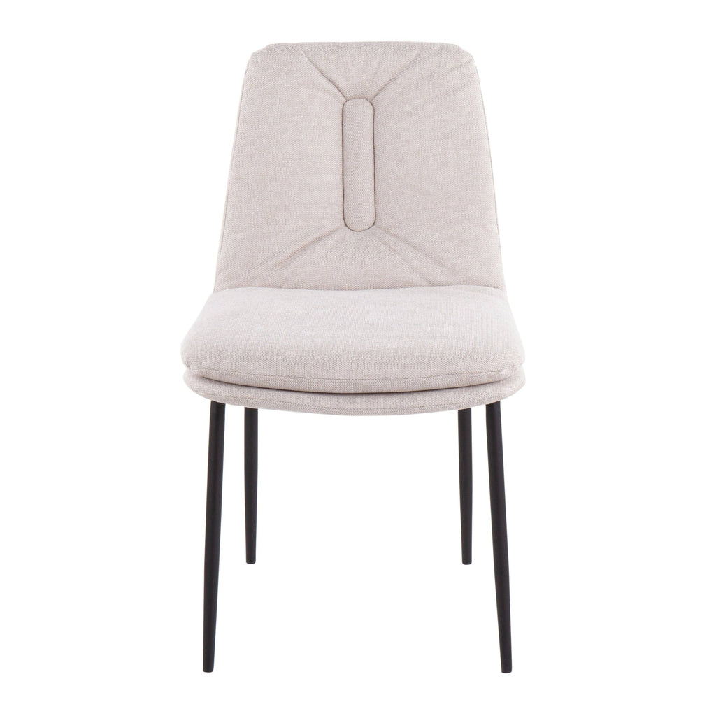 Cream Fabric and Black Steel Dining Chair Set of 2 W837006