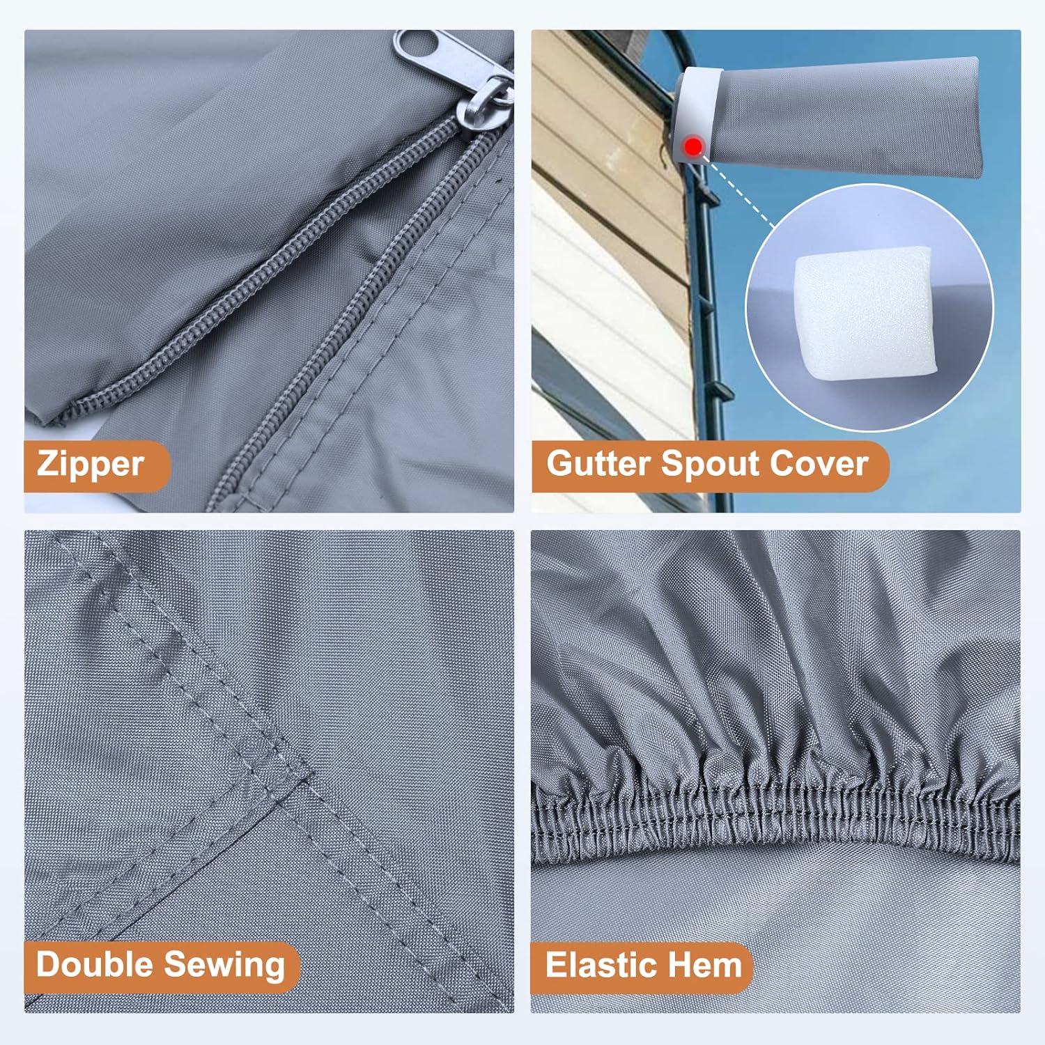 Rip-Stop 210D Class C RV Cover Windproof Waterproof Camper Cover with 2Pcs Extra Long Straps & Gutter Covers M932