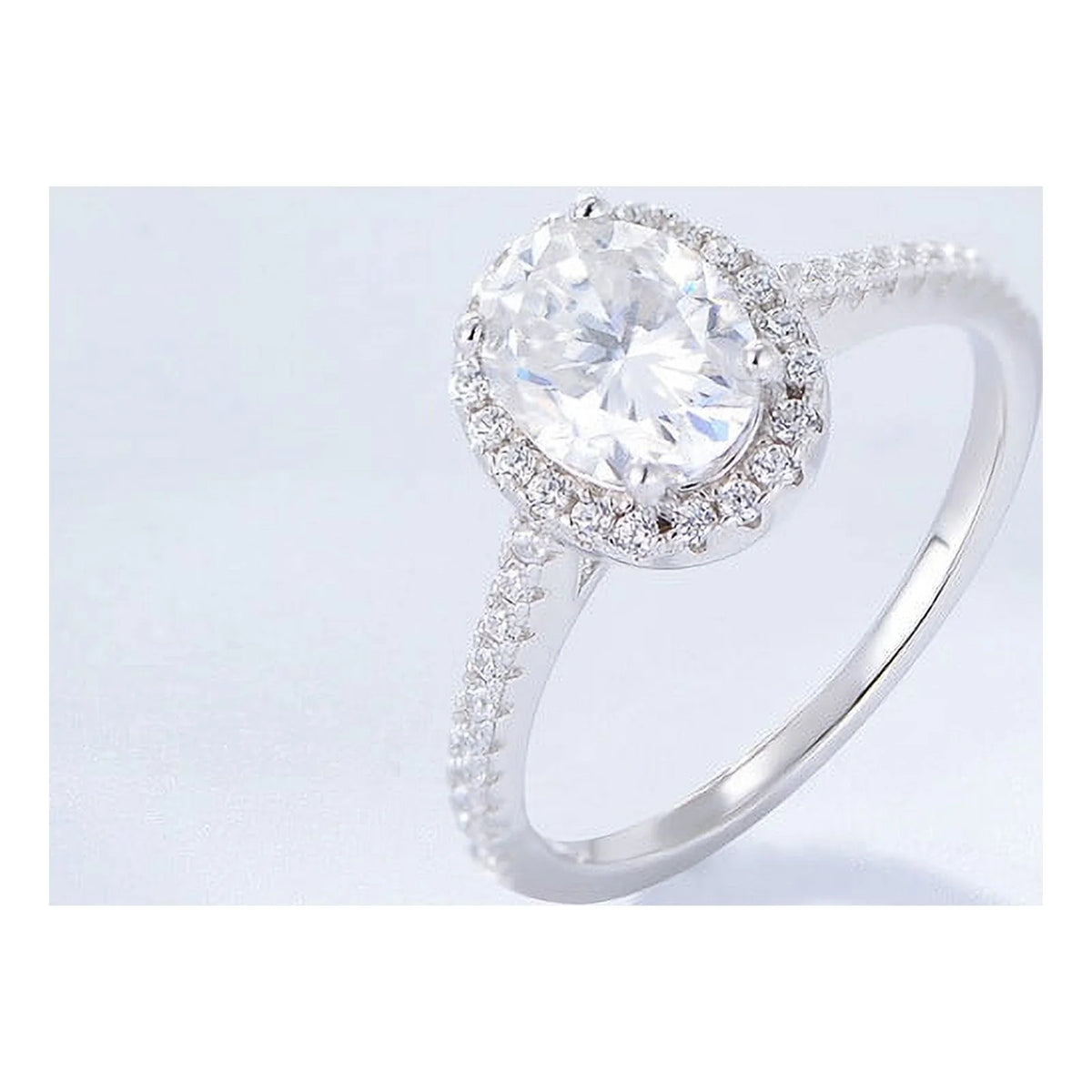 Oval Cut 14k White Gold Plated 925 Sterling Silver Diamond Ring K72747