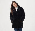 Black Faux Fur Coat with Floral Printed Lining E195053