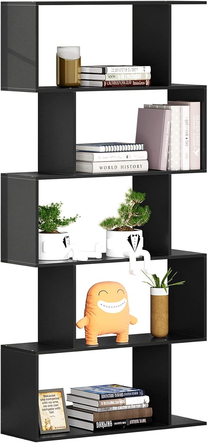 5 Tier S-Shaped Wooden Bookshelf C486