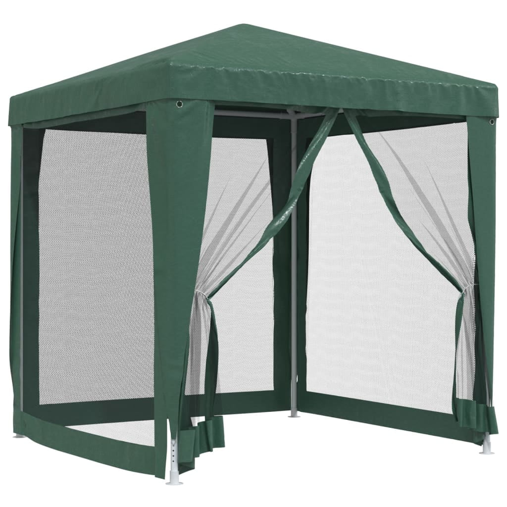 Green 6.6'x6.6' HDPE Party Tent with 4 Mesh Sidewalls L6361