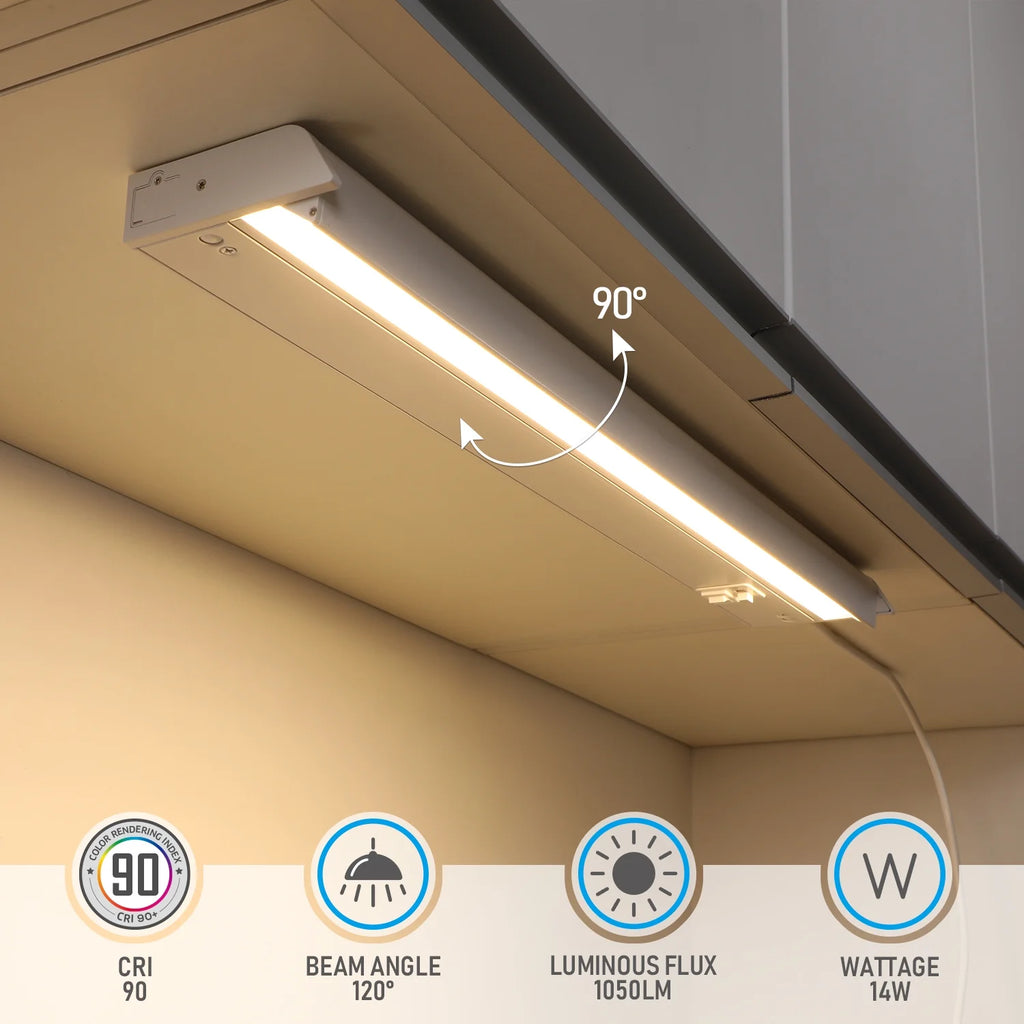 22 Inch 14W 960LM LED Under Cabinet Light, 3000K/4000K/5000K, White Aluminum Housing T793
