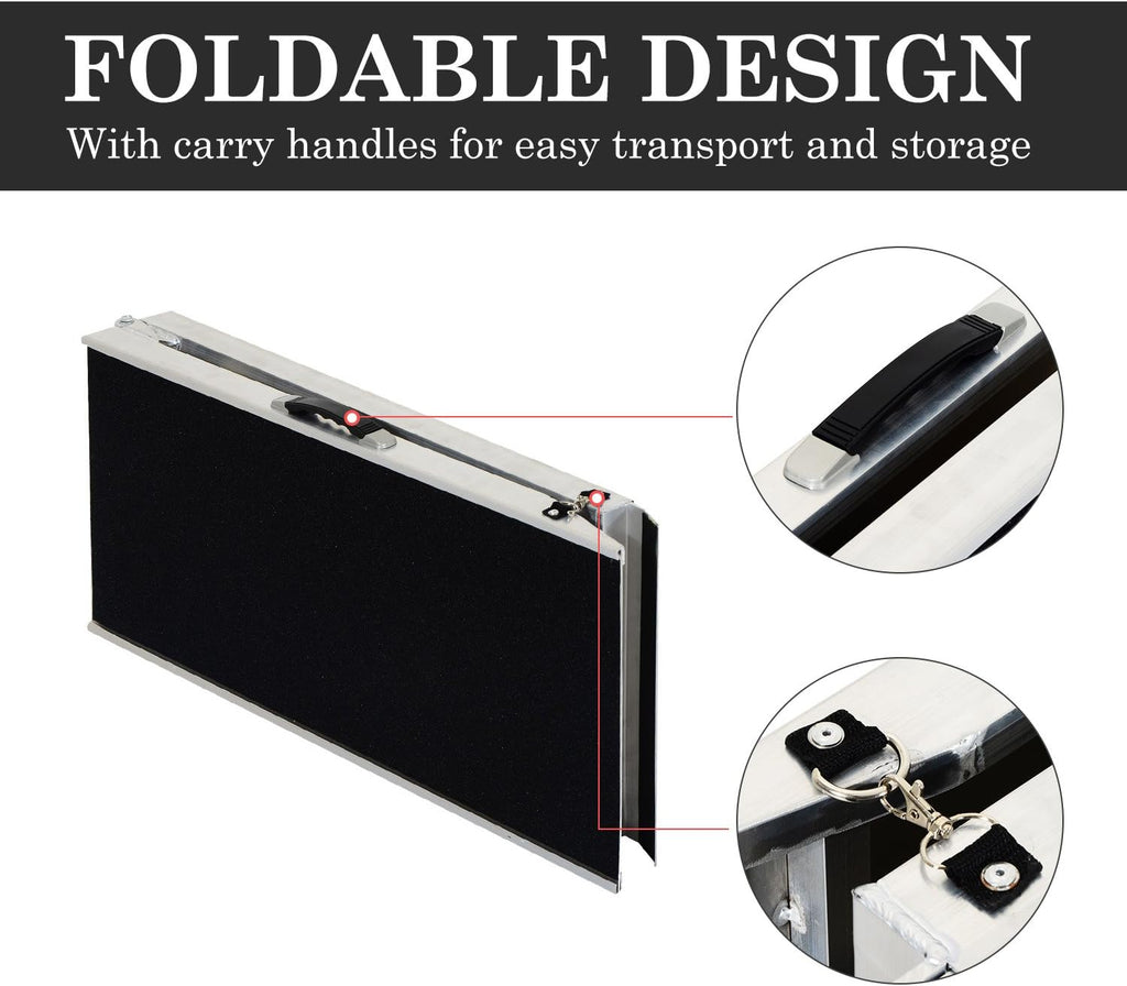 72" Portable Bi-Fold Pet Ramp with Safety Lock and Carry Handle I3699