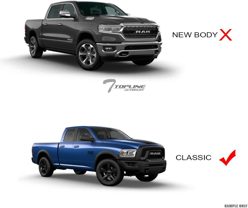 Chrome ABS Front Hood Bumper Grill Grille For Dodge Ram 1500 13-18 / Classic 19-22 A7242