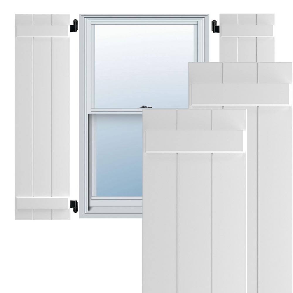 White Composite Board-n-Batten Shutters (Per Pair) B541