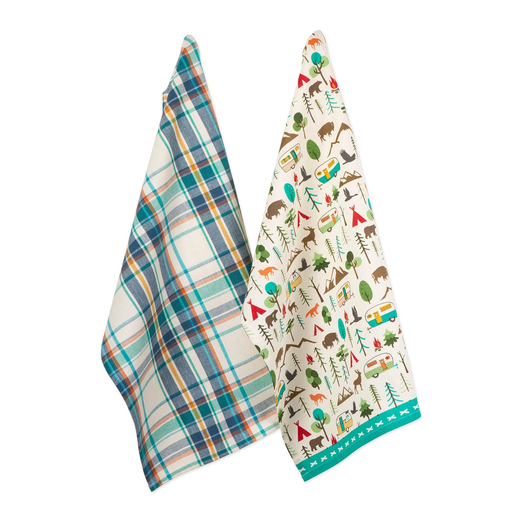 Blue and White Rectangular Dishtowels Set of 2 L6930
