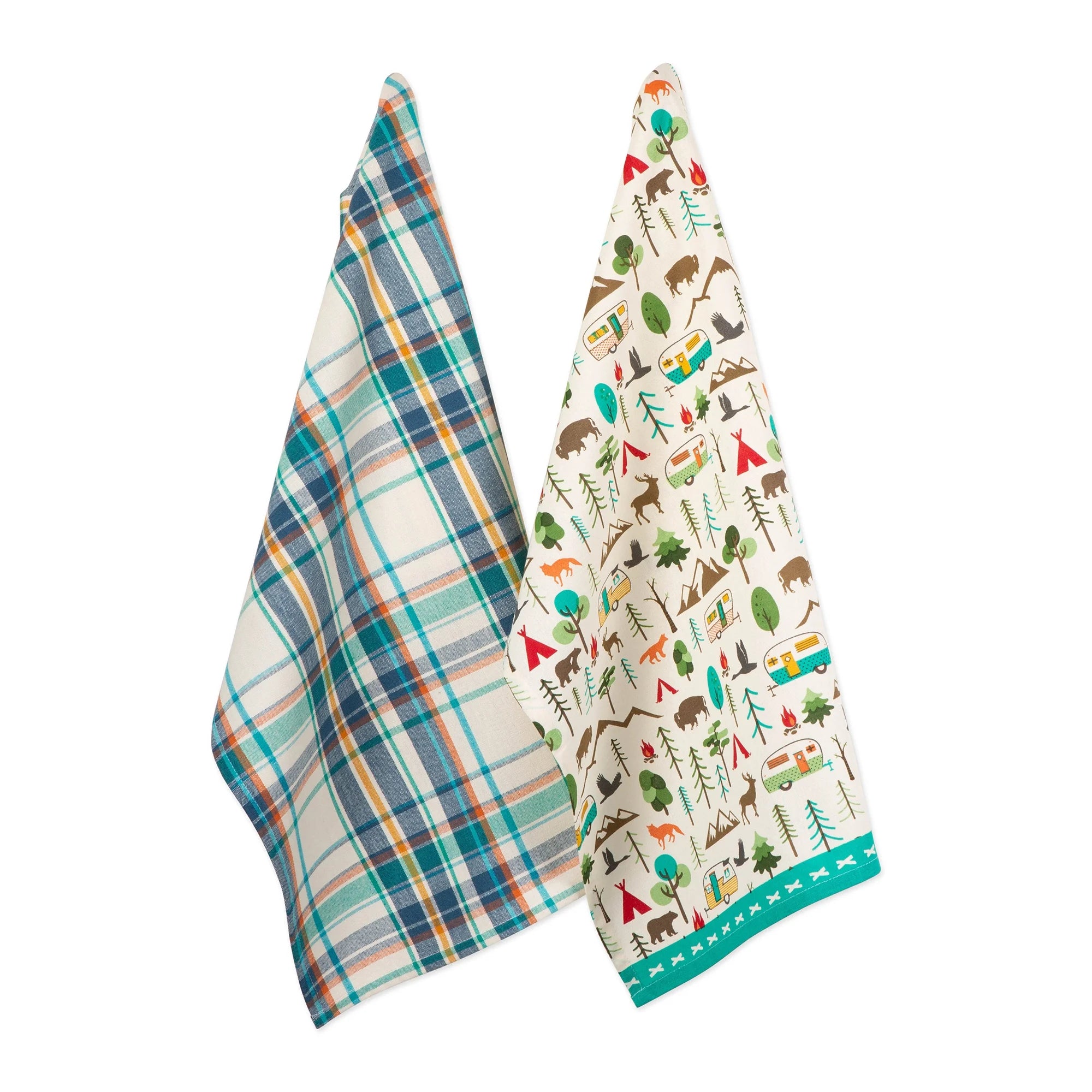 Blue and White Rectangular Dishtowels Set of 2 L6930