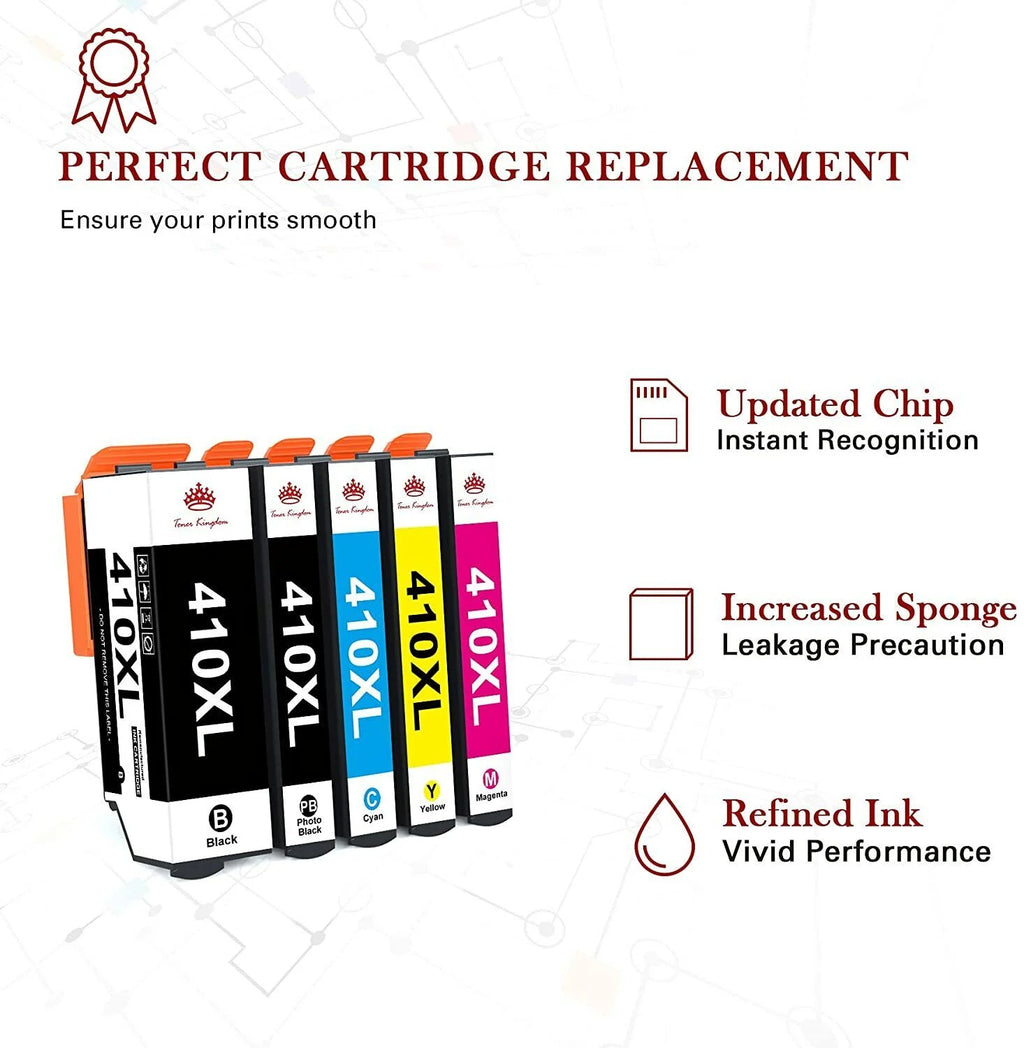 410 Ink Cartridges High Yield 5-Pack for Epson Printer M346
