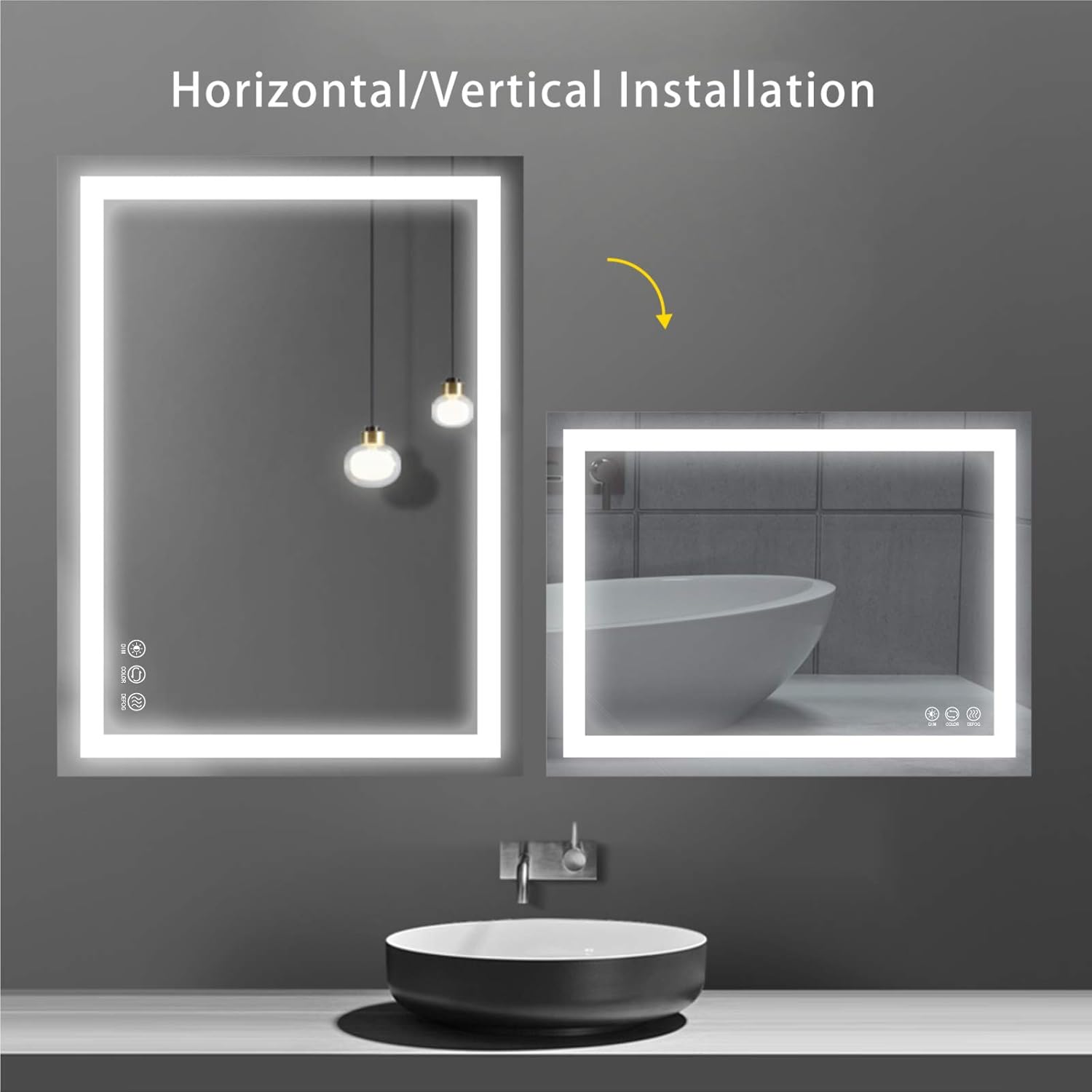 Wall Mounted LED Bathroom Mirror with Anti-Fog, Dimmable M313