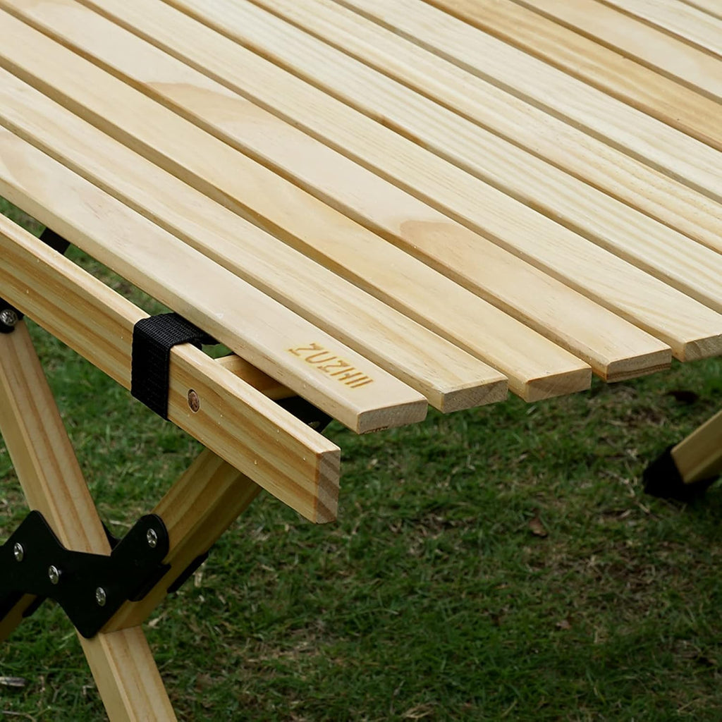 Portable Folding Wooden Camping Table with Carry Bag F75728