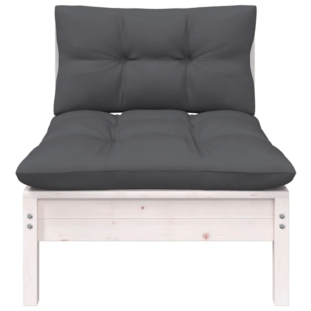 White Solid Pinewood Patio Sofa with Cushions K636