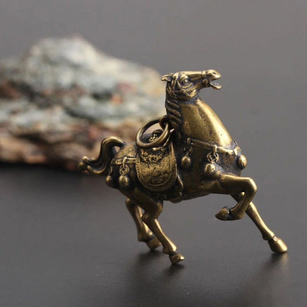 Copper Race Horse Miniature Figurines Ornament Decorations E406
