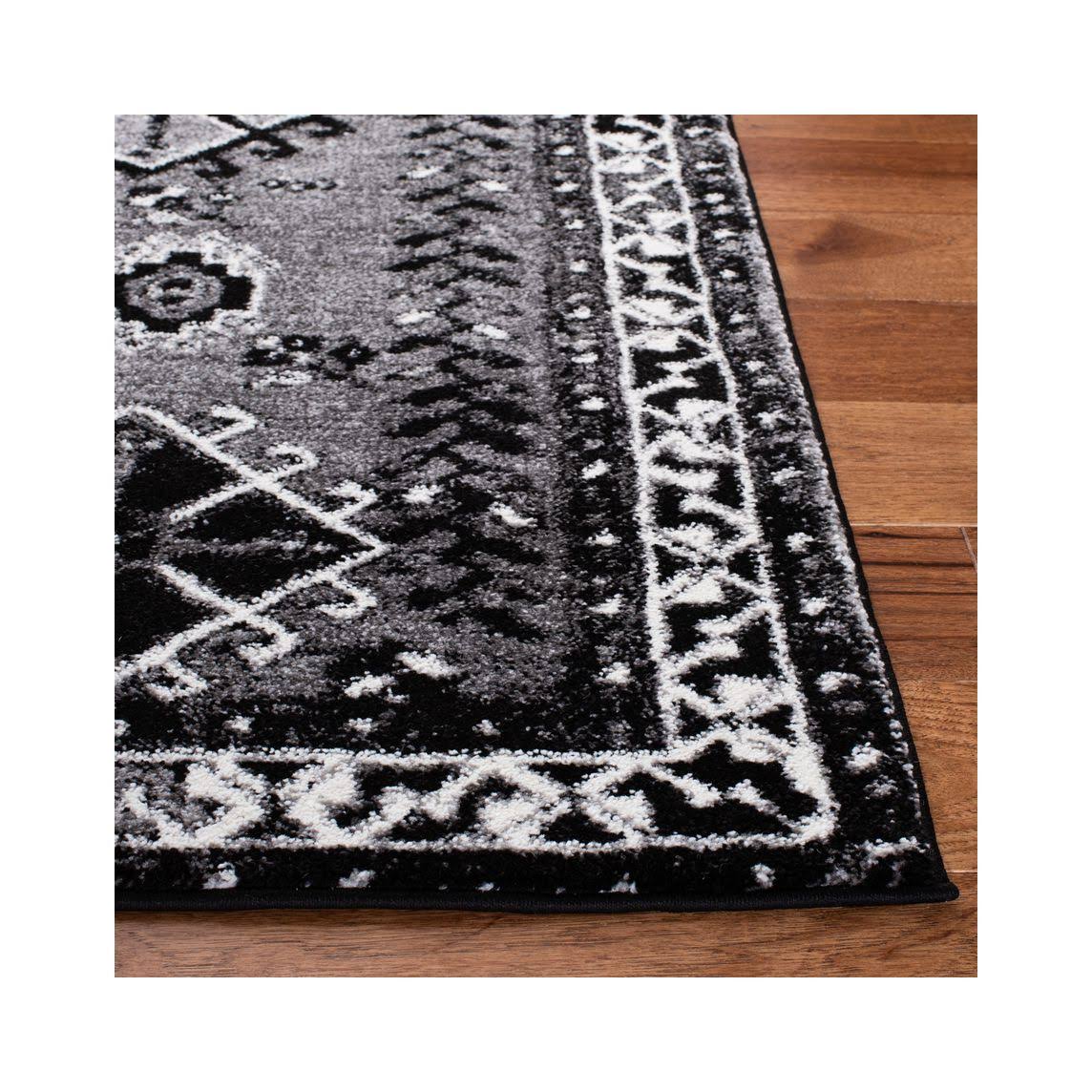 Grey / Black Vintage Rug P5558