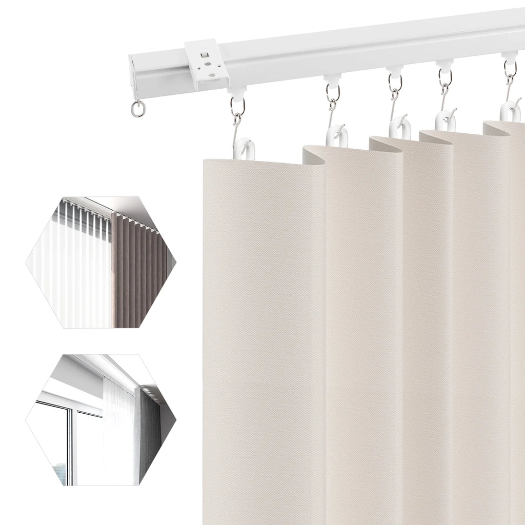 White Ceiling Mount Curtain Track Kit with Hooks A971