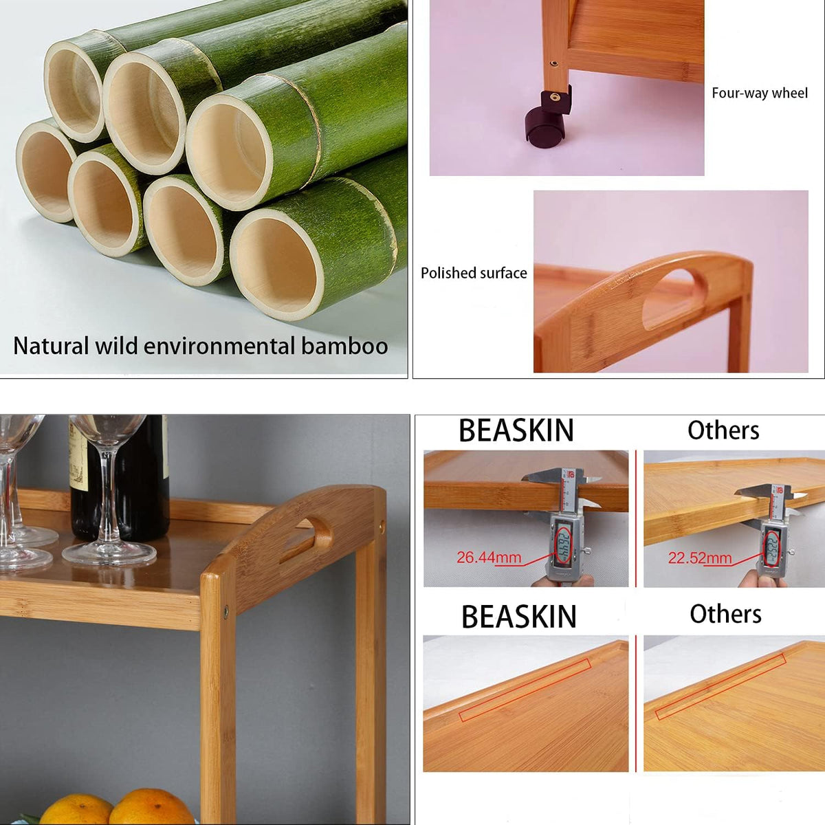 End Table with Three-Tier Storage and Four Wheels G513260