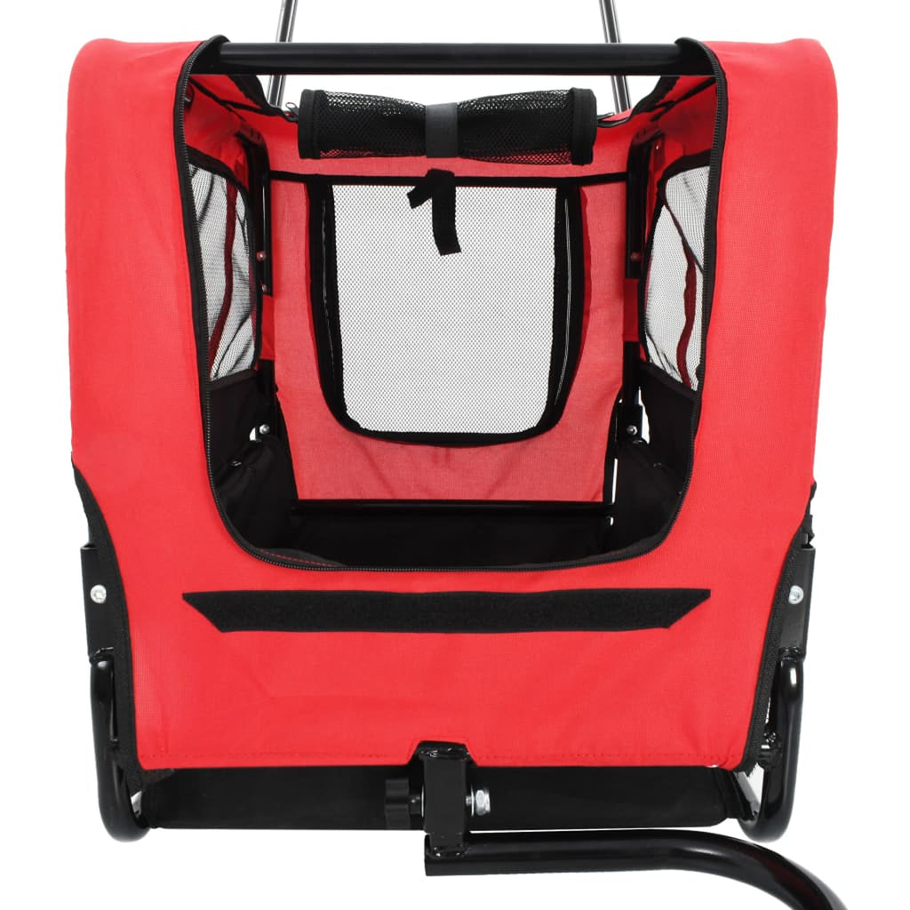Red and Black 2-in-1 Pet Bike Trailer and Jogging Stroller with Storage Bag M608006
