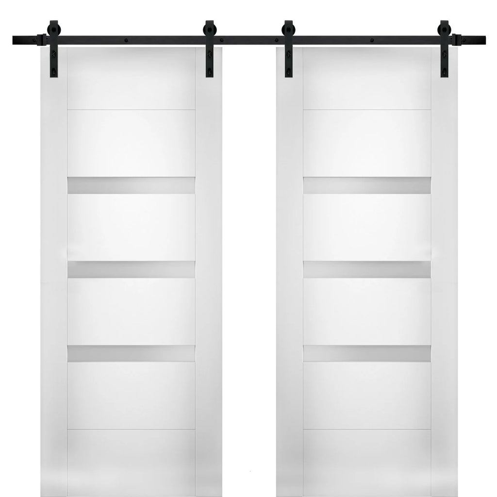 Modern Double Barn Door 64 x 96 inches with Opaque Glass M97683