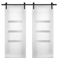 Modern Double Barn Door 64 x 96 inches with Opaque Glass M97683