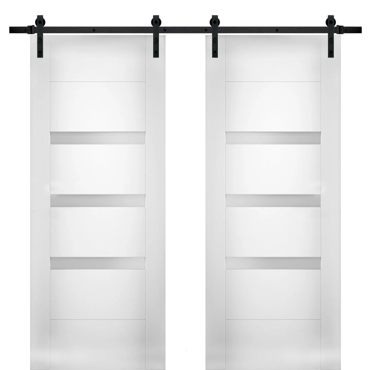 Modern Double Barn Door 64 x 96 inches with Opaque Glass M97683