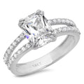 14K White Gold Cushion Cut Cultured Diamond Engagement Ring F135612