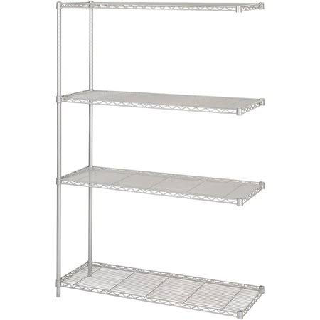 Industrial Gray Steel Welded Wire Storage Shelf Add-On Unit V3309
