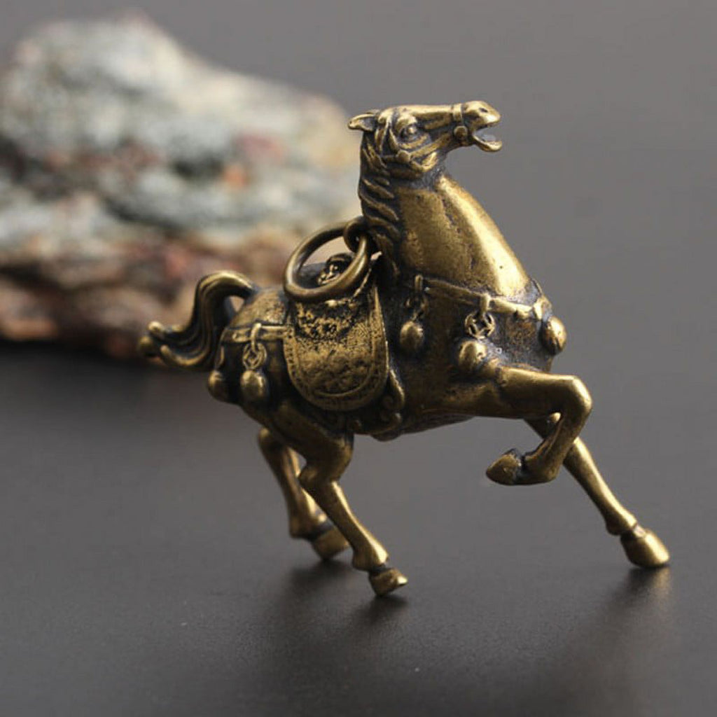 Copper Race Horse Miniature Figurines Ornament Decorations E406