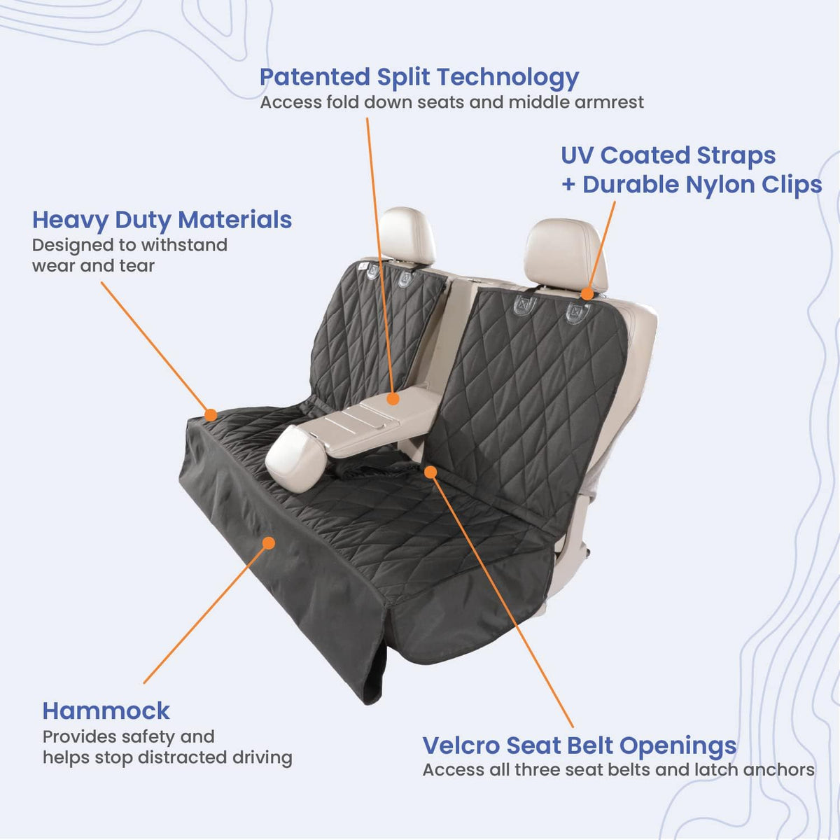 60/40 Split Dog Seat Cover with Hammock W135257