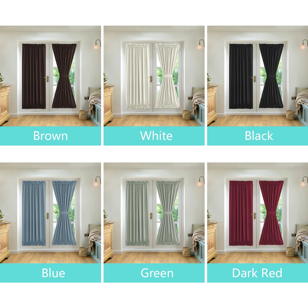 2 Panel French Door Curtains with Rod Pocket Tieback Blackout Curtain 25 x 72 Inch H135
