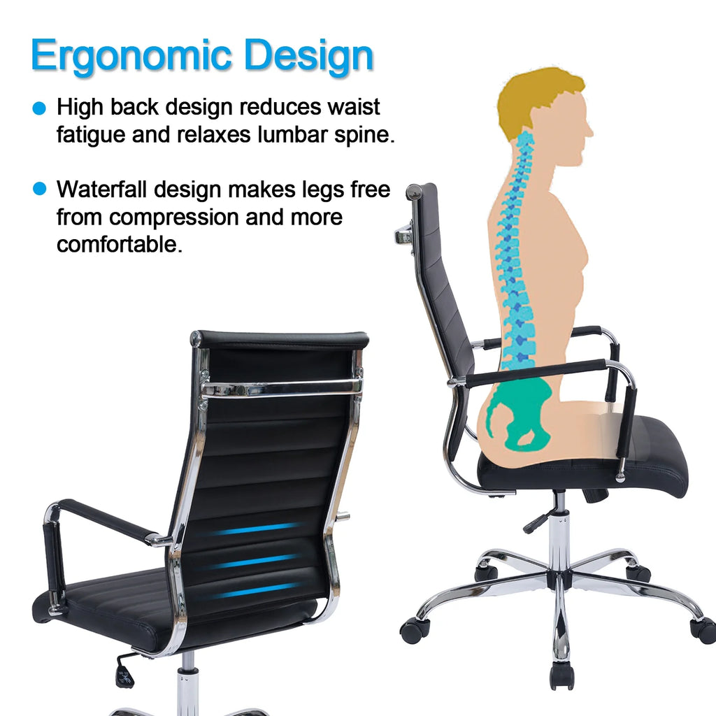 Black Ergonomic PU Leather Executive Office Chair M8401