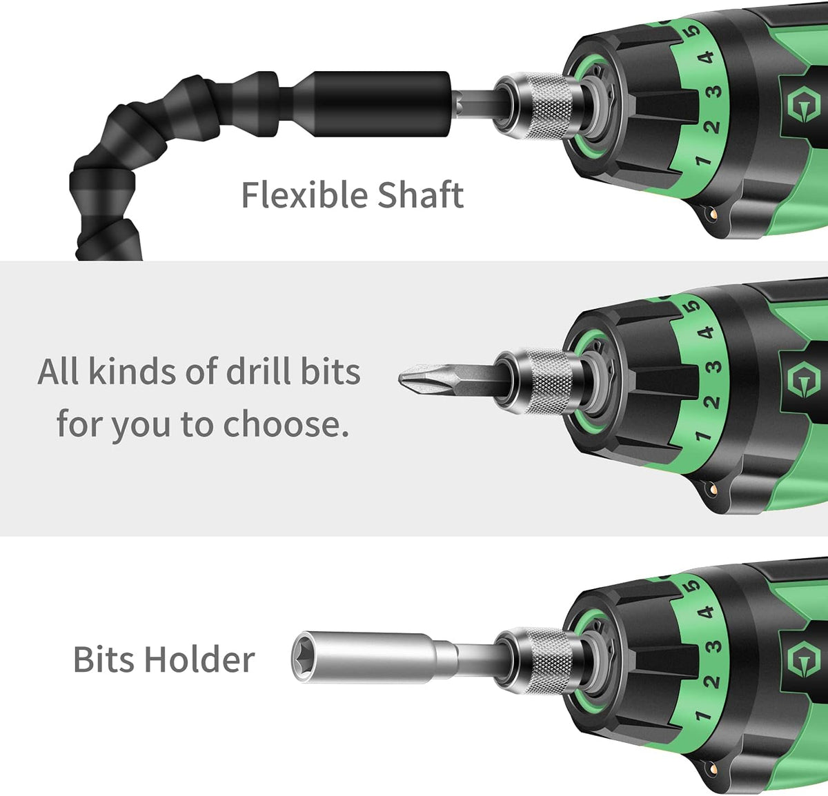 Cordless Rechargeable Electric Screwdriver with LED Light, Flexible Shaft, 4V MAX 2000mAh, Pack of 2 E29315