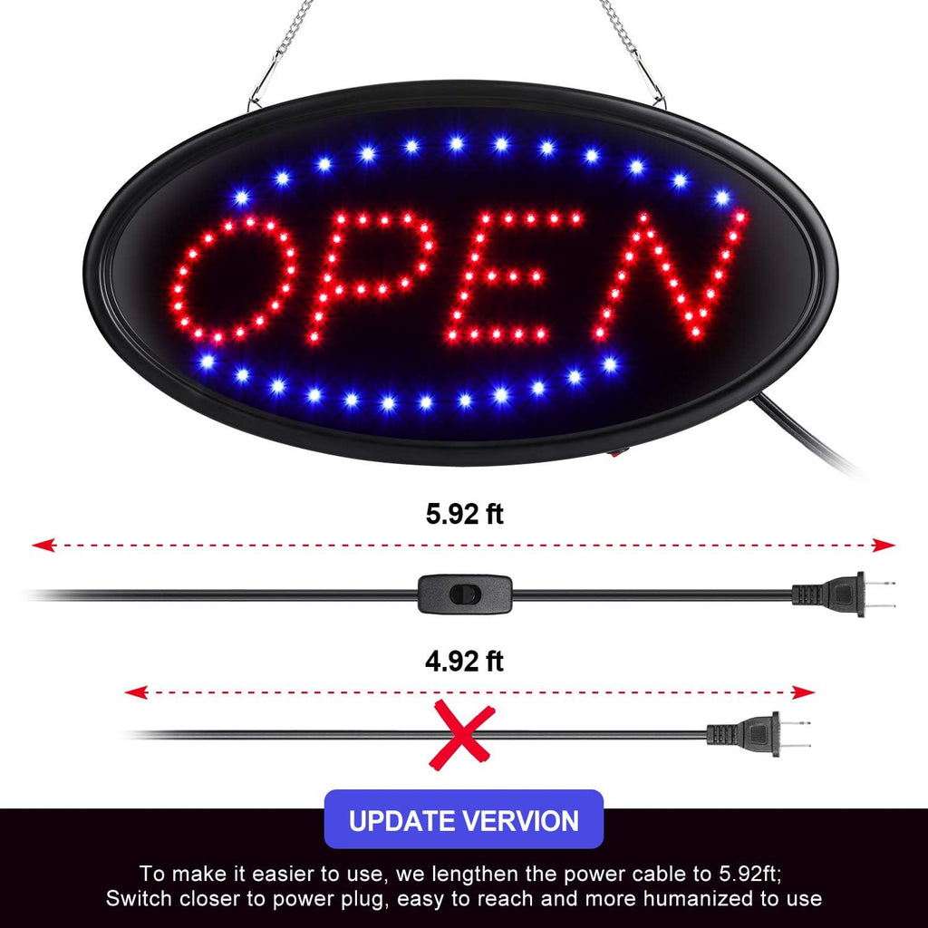 LED Open Sign with Remote, 19x10inches Ultra Bright Electric Light Up Sign T60914
