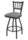 Swivel Bar Stool with Pewter Finish and Grey Seat F132598