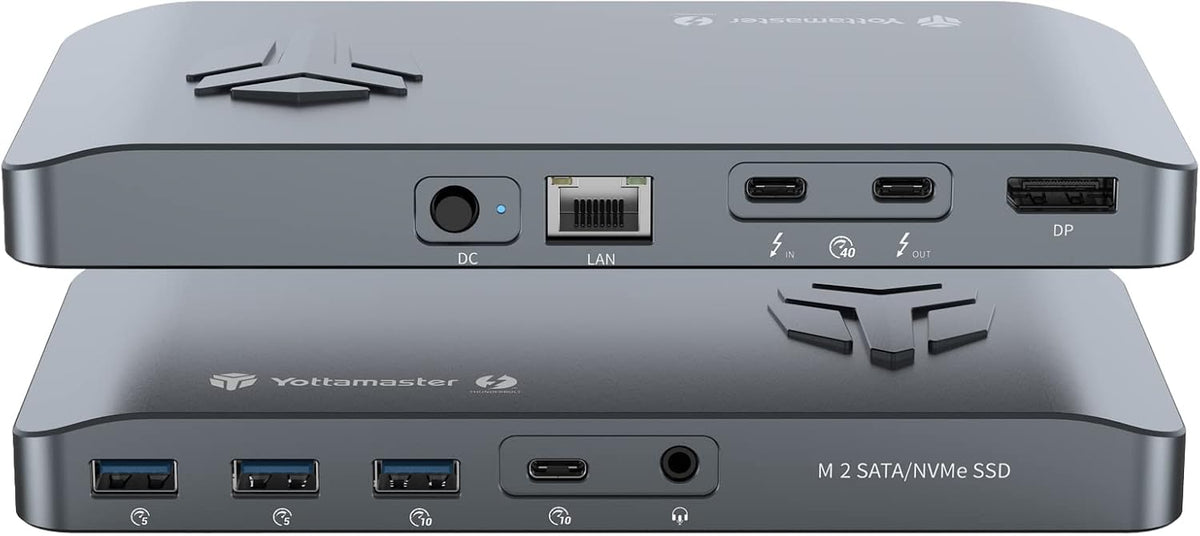 Thunderbolt 3 USB C Docking Station with 2 NVMe/SATA Slot, 10-in-1, Dual 4K, 60W PD L45937