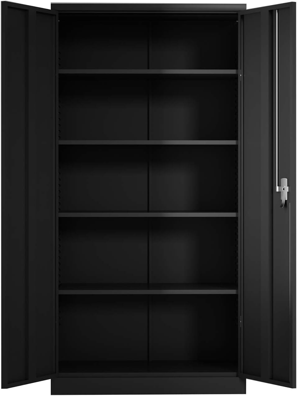 Large Space Steel Storage Cabinet with 4 Adjustable Shelves and Lock 2 Doors X476
