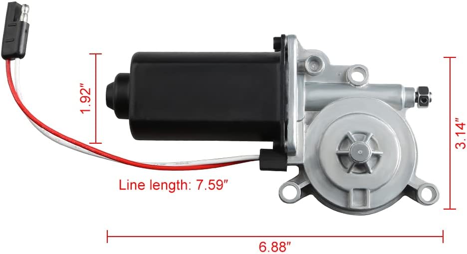 RV Awning Motor Replacement with Single 2-Way Connector, 12-Volt DC, 75-RPM N7475