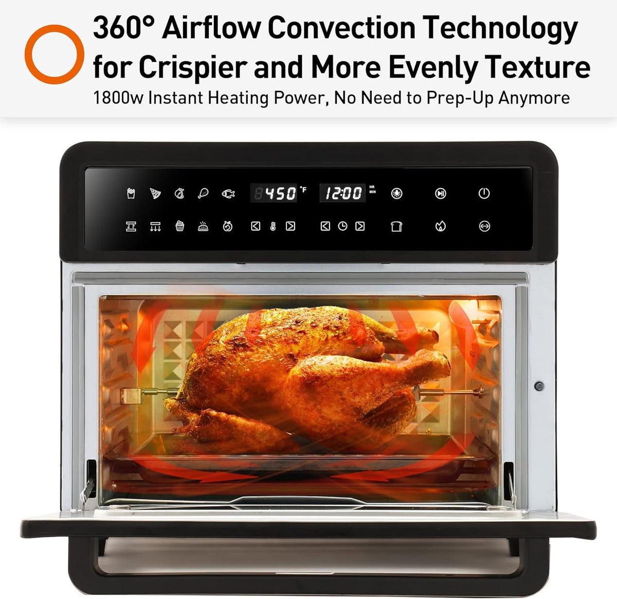 Black 28Qt Convection Air Fryer Toaster Oven J901897