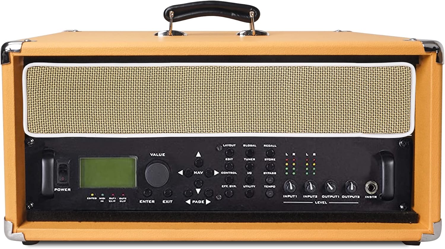 Vintage 2U Amp Rack Case with Rubber Feet, Dust Cover, Kickstand, Orange U5709