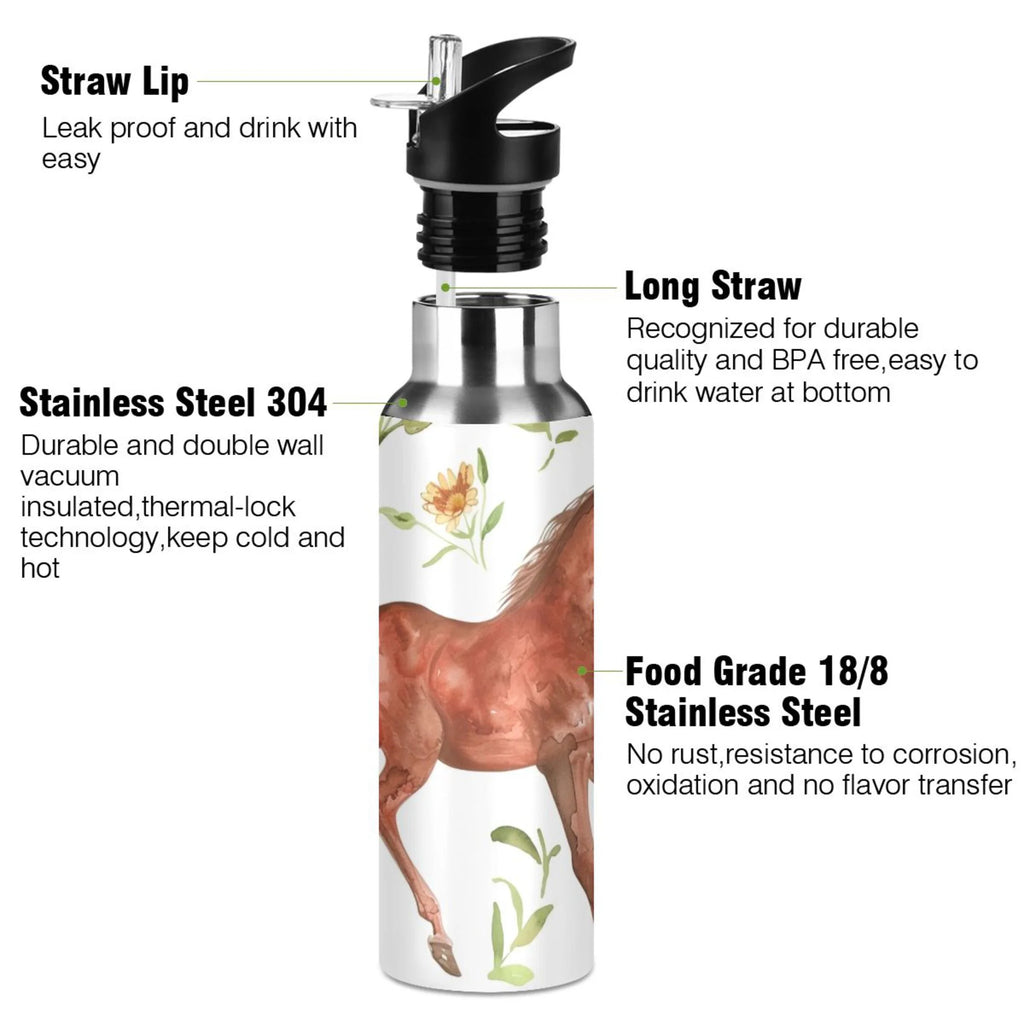 20 oz Insulated Stainless Steel Water Bottle with Straw Lid Y39137