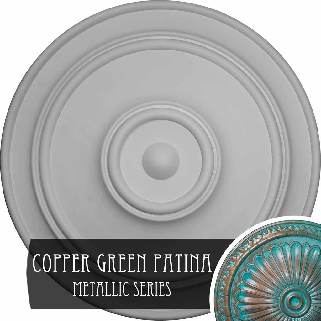 Large Classic Ceiling Medallion, Hand-Painted Copper Green Patina B608003